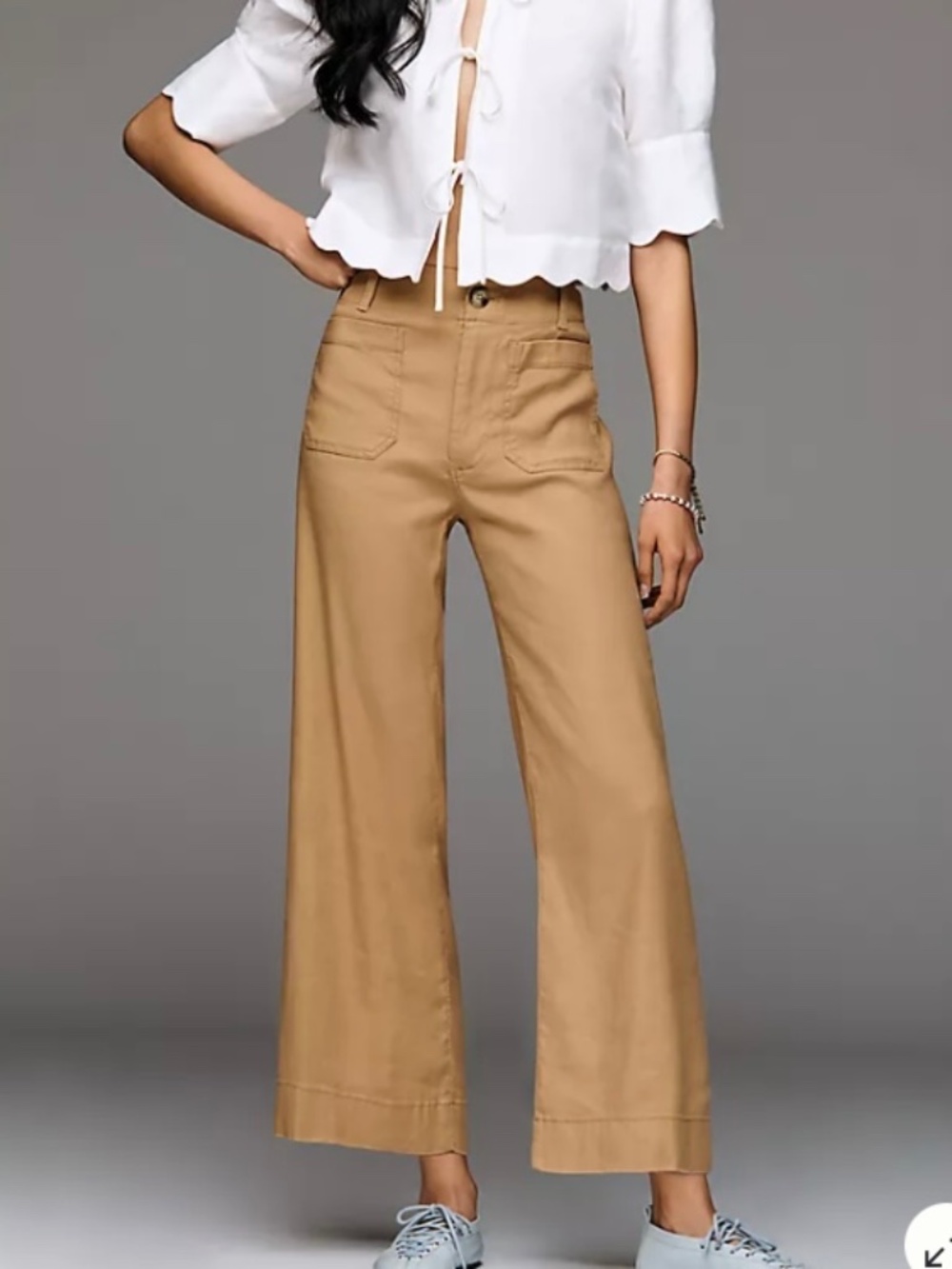 Anthropologie Wide-Leg Pants in Camel Tan